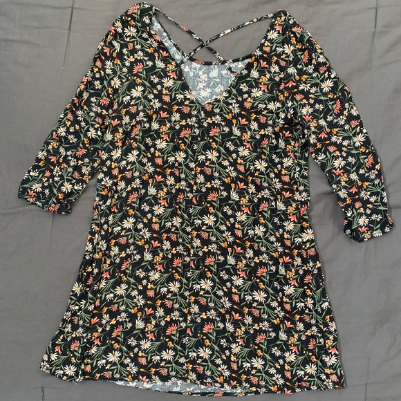 Cross-back Flower Print Dress - Picture 2 of 3